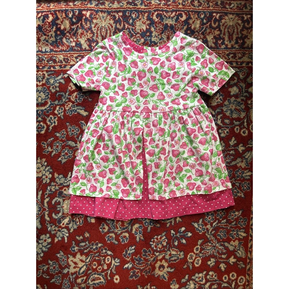 VTG Healthtex Dress Strawberry Cottagecore Garden Party Button 4 Toddler